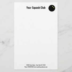 Squash club stationery with yellow dots ball logo