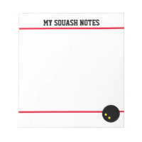 Squash court notepad with double yellow dot ball