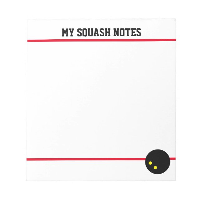 Squash court notepad with double yellow dot ball (Front)