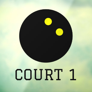 Squash court numbering custom glass window cling