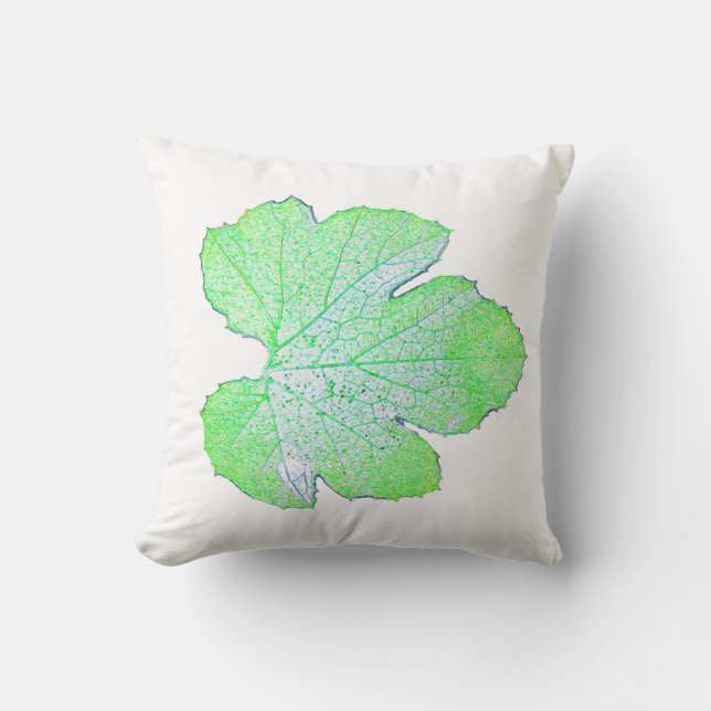 Squash Green Leaf Texture Cushion Throw Pillow (Front)