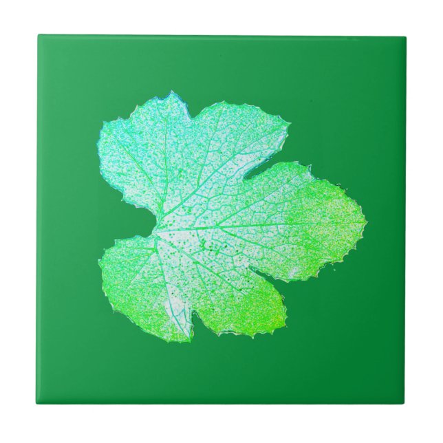 Squash Green Leaf Texture Sketch Tile (Front)
