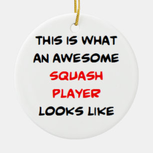 squash player, awesome ceramic ornament