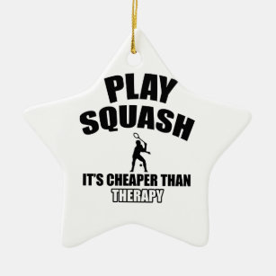 Squash player designs ceramic ornament