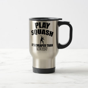 Squash player designs travel mug