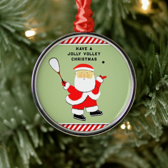 squash player holiday gift metal ornament (Tree)