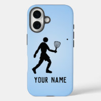 Squash Player / Racquetball Motif & your name blue