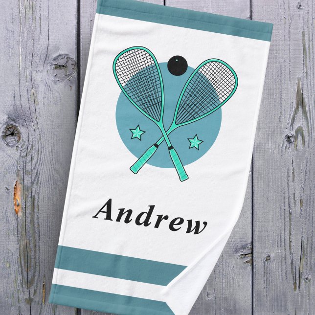 Squash Racquetball Rackets Player Coach Kids Name Hand Towel (Creator Uploaded)