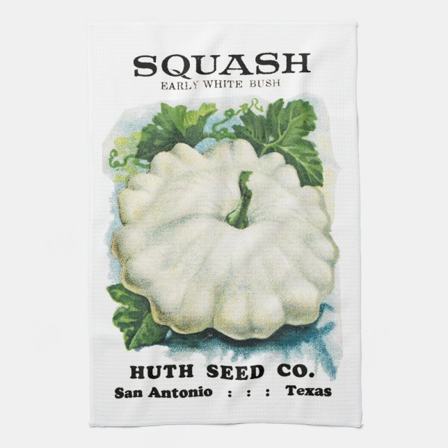 Squash Seed Packet Label Kitchen Towel (Vertical)