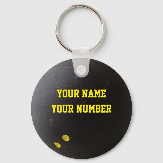 Squashball Keychain ID Tag YOUR NAME & Number (Front)
