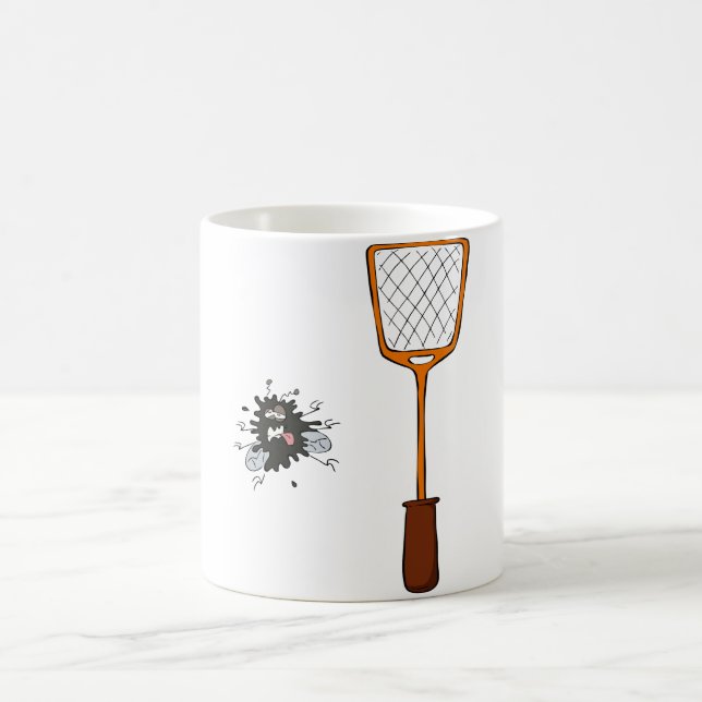 Squashed Fly and Fly Swatter Dead Bug Humour Coffee Mug (Center)