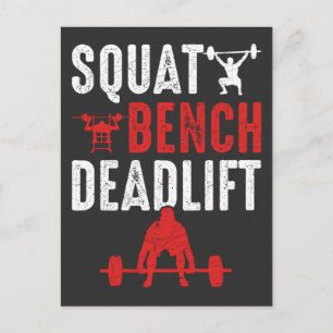 Squat Bench Deadlift Gym Workout Powerlifting Postcard