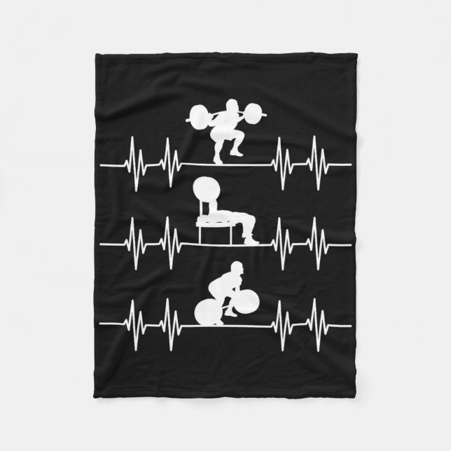 Squat Bench Deadlift Heartbeat Powerlifting  Fleece Blanket (Front)