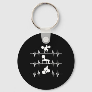 Squat Bench Deadlift Heartbeat Powerlifting  Keychain