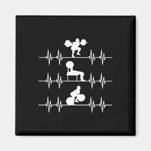 Squat Bench Deadlift Heartbeat Powerlifting Magnet