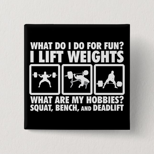 Squat, Bench, Deadlift - Powerlifting Motivational 2 Inch Square Button (Front)