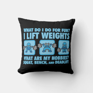 Squat, Bench Press, Deadlift - Hobbies - Kawaii Throw Pillow