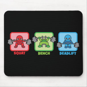 Squat, Bench Press, Deadlift - Kawaii Powerlifter Mouse Pad