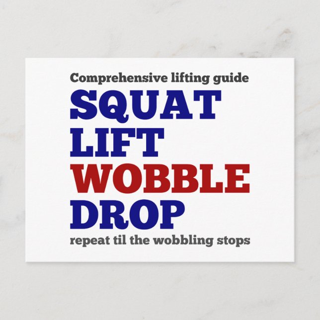 Squat lift wobble drop. Gym motivation Postcard (Front)