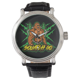 Squatch GQ Men's Vintage Black Leather Strap Watch