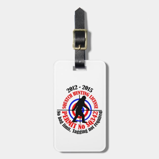 Squatch hunting permit luggage tag (Front Vertical)