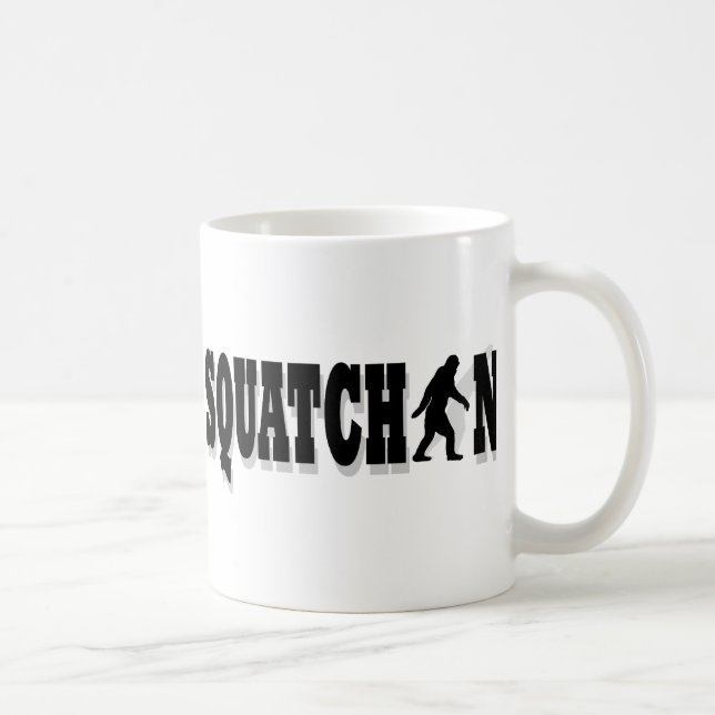 Squatchin, black text coffee mug (Right)