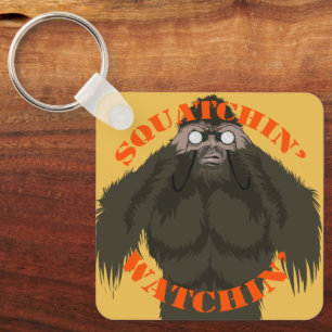 Squatchin' Watchin' Bigfoot Love Keychain