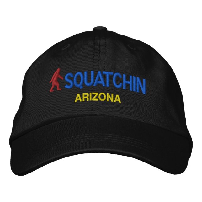 Squatchin & your state personalized embroidered hat (Front)