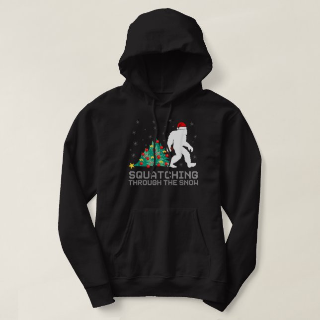 Squatching Through The Snow - Bigfoot Hoodie (Design Front)