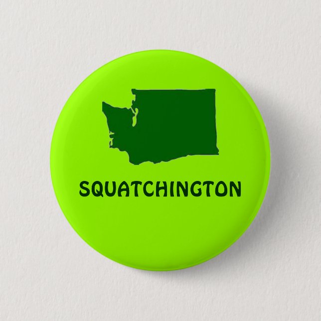 Squatchington Washington State Silhouette 2 Inch Round Button (Front)