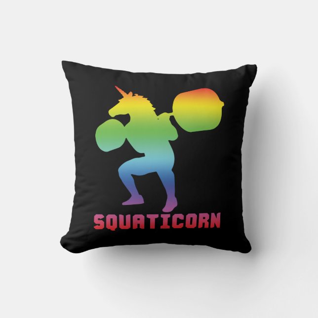 Squaticorn - Leg Day - Squat Unicorn - Workout Throw Pillow (Front)