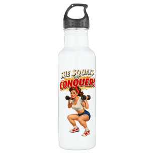 Squats Conquer Funny Retro Gym Pin-Up Motivational 710 Ml Water Bottle