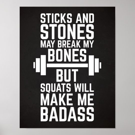 Squats Will Make Me Badass Gym Quote Poster Zazzle.ca