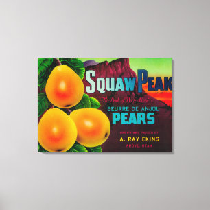 Squaw Peak Pear Crate LabelProvo, UT Canvas Print