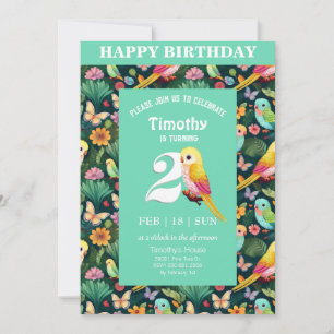 Squawk-tacular 2nd Birthday Bash: A Colourful Invitation
