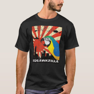 Squawk Zilla Blue and Gold Macaw Parrot Squawking  T-Shirt