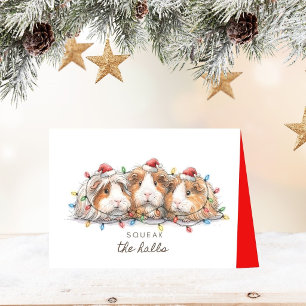 Squeak the Halls Guinea Pig Christmas Card