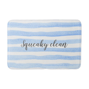 Squeaky Clean blue stripe watercolor bath mat