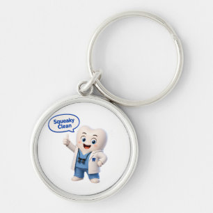 Squeaky Clean Tooth Mascot Round Keychain