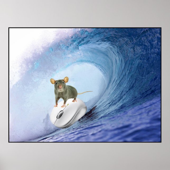 Squeaky mouse rides computer mouse poster (Front)