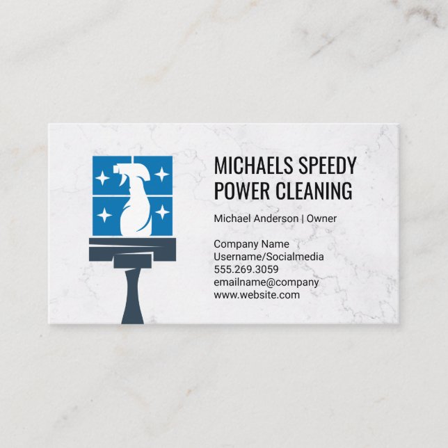 Squeegee Spray Bottle Logo | House Cleaning Business Card (Front)