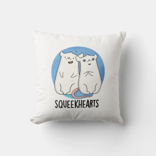 Squeekhearts Funny Mouse Sweetheart Pun Throw Pillow