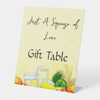 Squeeze of Love Lemonade Lemon Citrus Bridal Party Pedestal Sign
