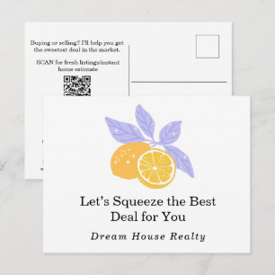 Squeeze the Best Deal Funny Lemon Real Estate Postcard
