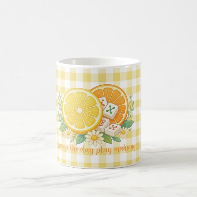 Squeeze the Day Citrus Gingham Mahjong  Coffee Mug (Center)