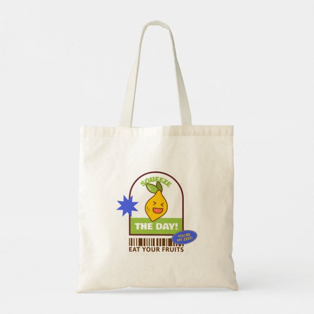 Squeeze the Day Cute& funny Lemon  Tote Bag (Back)