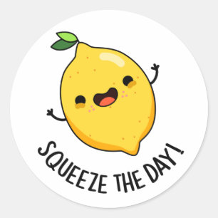 Squeeze The Day Funny Lemon Pun  Classic Round Sticker