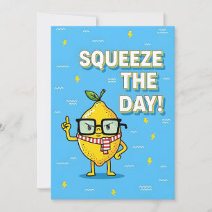 Squeeze the Day funny lemon pun gift Thank You Card