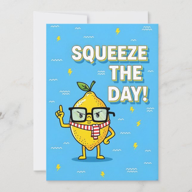 Squeeze the Day funny lemon pun gift Thank You Card (Front)