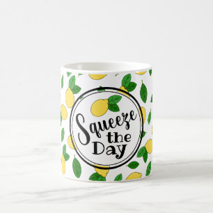 Squeeze the Day Funny Quote Lemon Clip art Pattern Coffee Mug